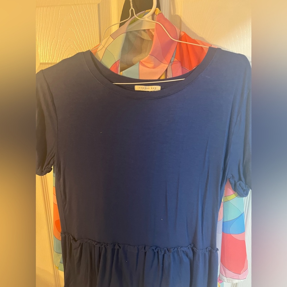 Blue ruffled shirt
